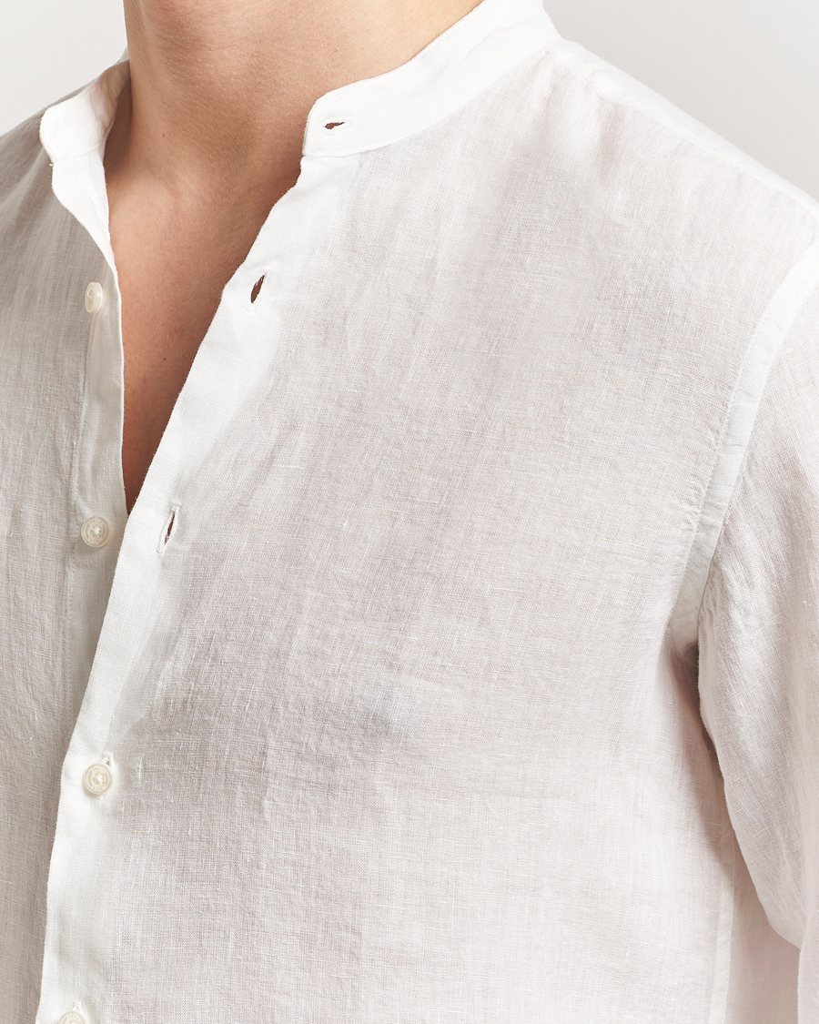 Homme | Chemises | Altea | Linen Guru Collar Shirt White