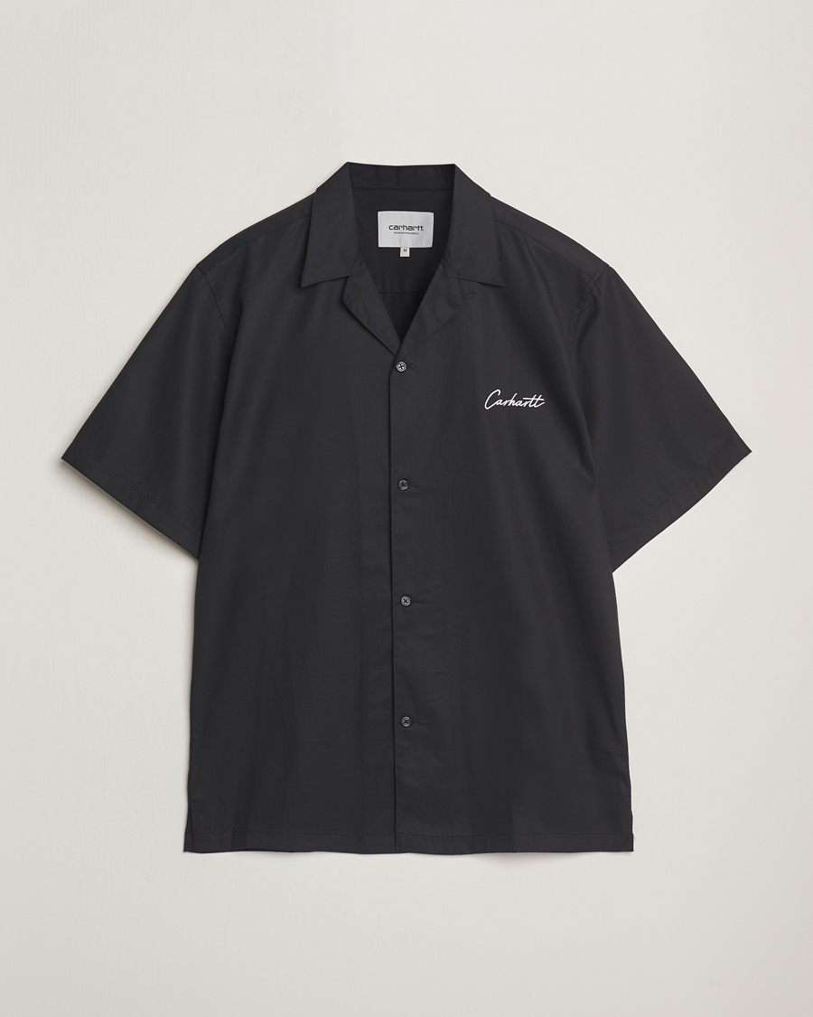Homme | Chemises | Carhartt WIP | Short Sleeve Cotton/Tencel Delrey Shirt Black/White