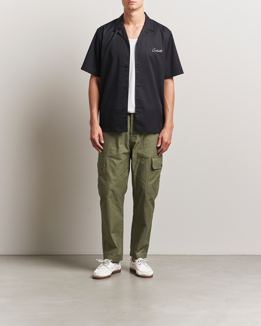 Homme | Chemises | Carhartt WIP | Short Sleeve Cotton/Tencel Delrey Shirt Black/White