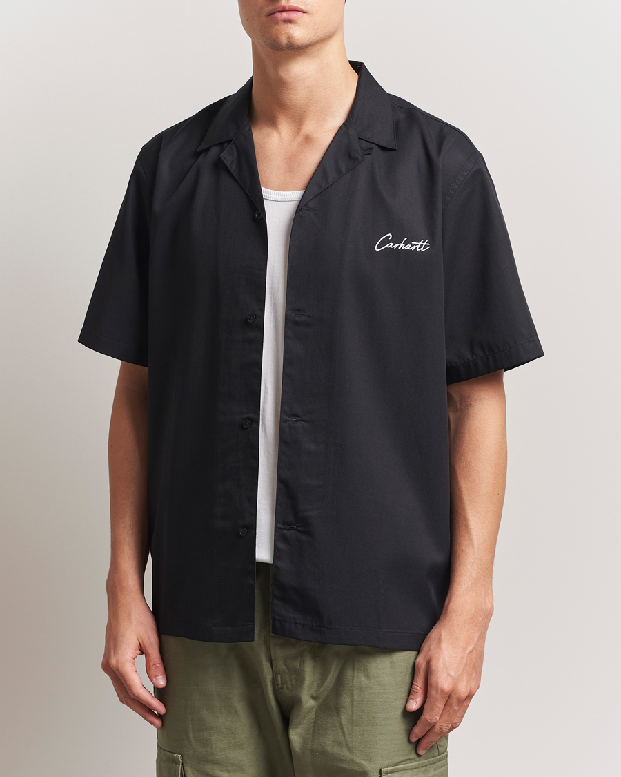 Homme | Chemises | Carhartt WIP | Short Sleeve Cotton/Tencel Delrey Shirt Black/White