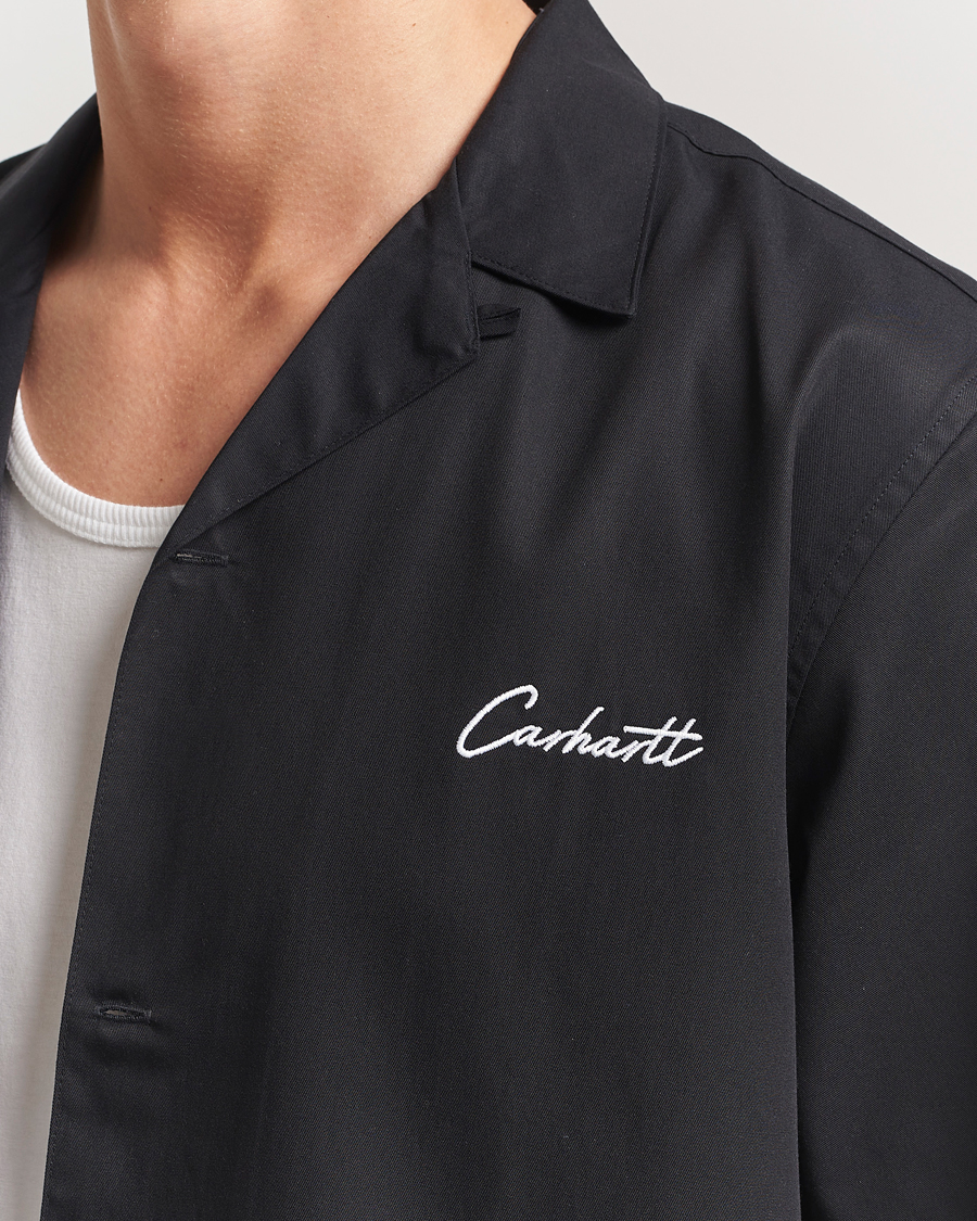 Homme | Chemises | Carhartt WIP | Short Sleeve Cotton/Tencel Delrey Shirt Black/White