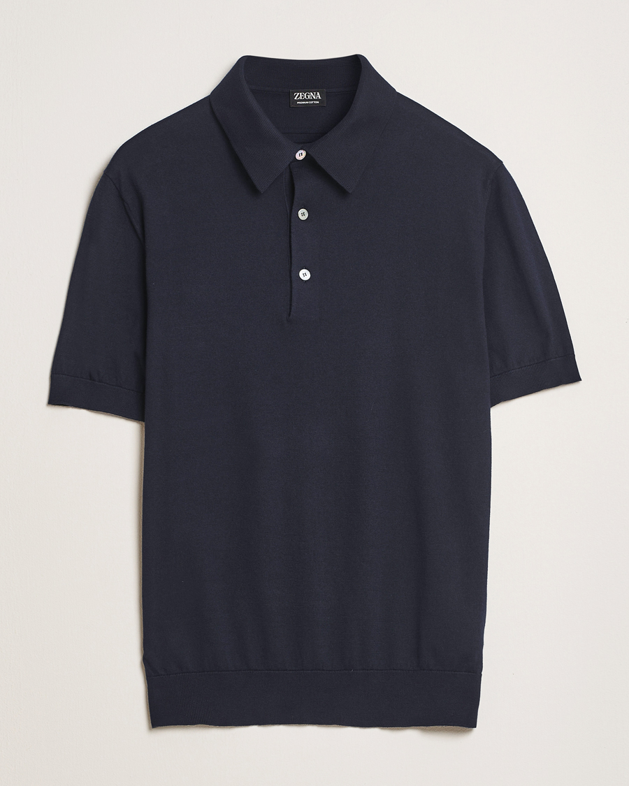 Homme | Pulls Et Tricots | Zegna | Premium Cotton Knitted Polo Navy