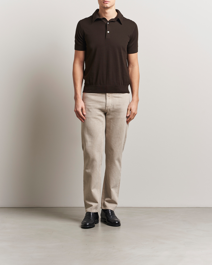 Homme | Pulls Et Tricots | Zegna | Premium Cotton Knitted Polo Brown