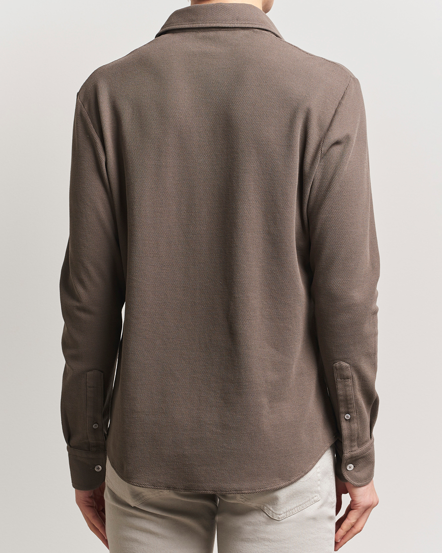 Homme | Pulls Et Tricots | Zegna | Cotton Piquet Long Sleeve Polo Brown