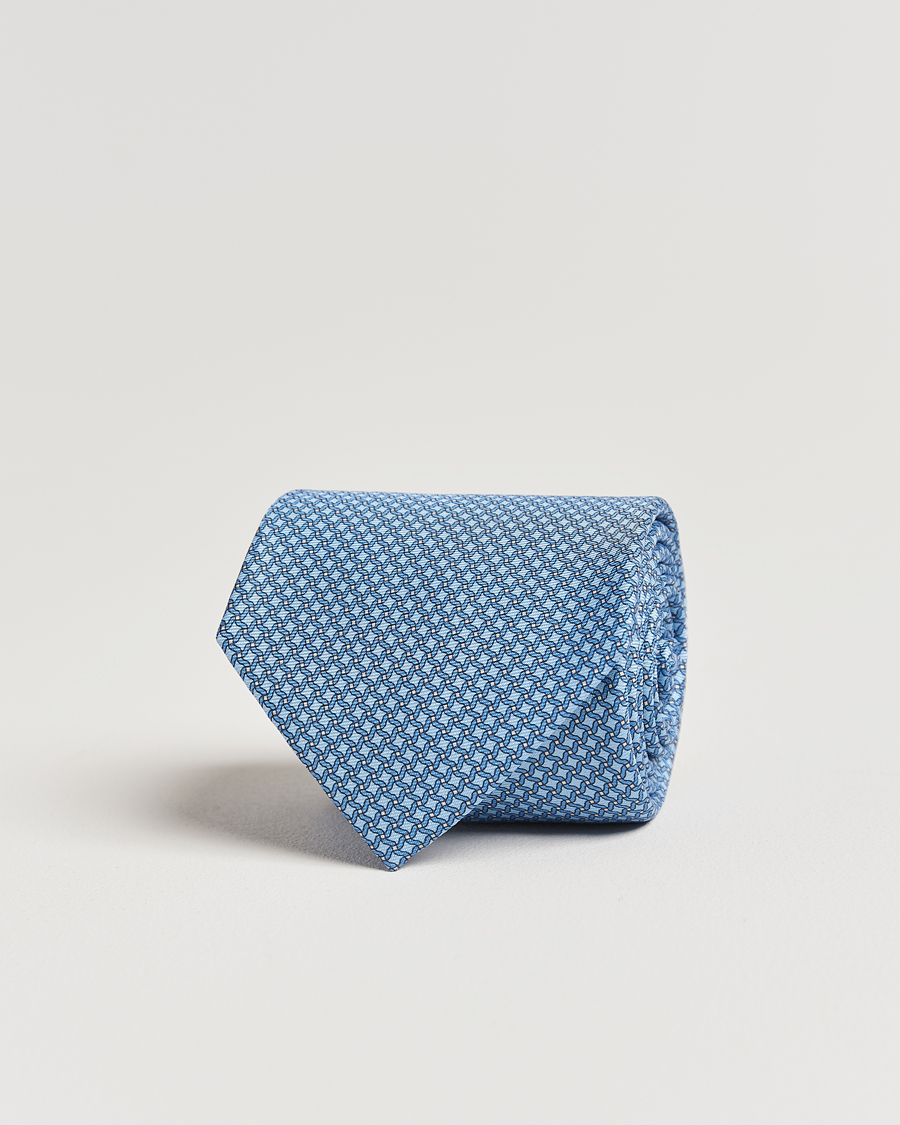 Homme | Zegna Printed Chain Silk Tie Light Blue | Zegna | Printed Chain Silk Tie Light Blue