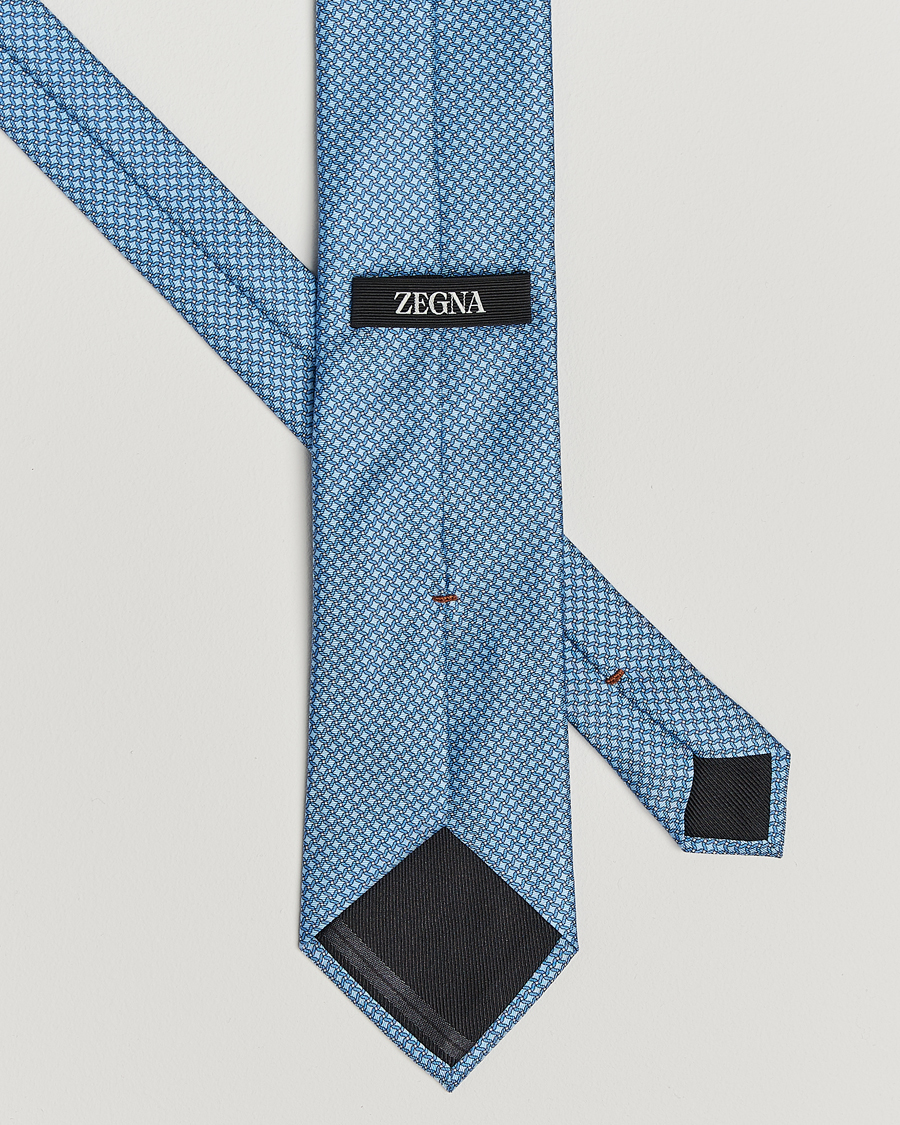Homme | Zegna Printed Chain Silk Tie Light Blue | Zegna | Printed Chain Silk Tie Light Blue