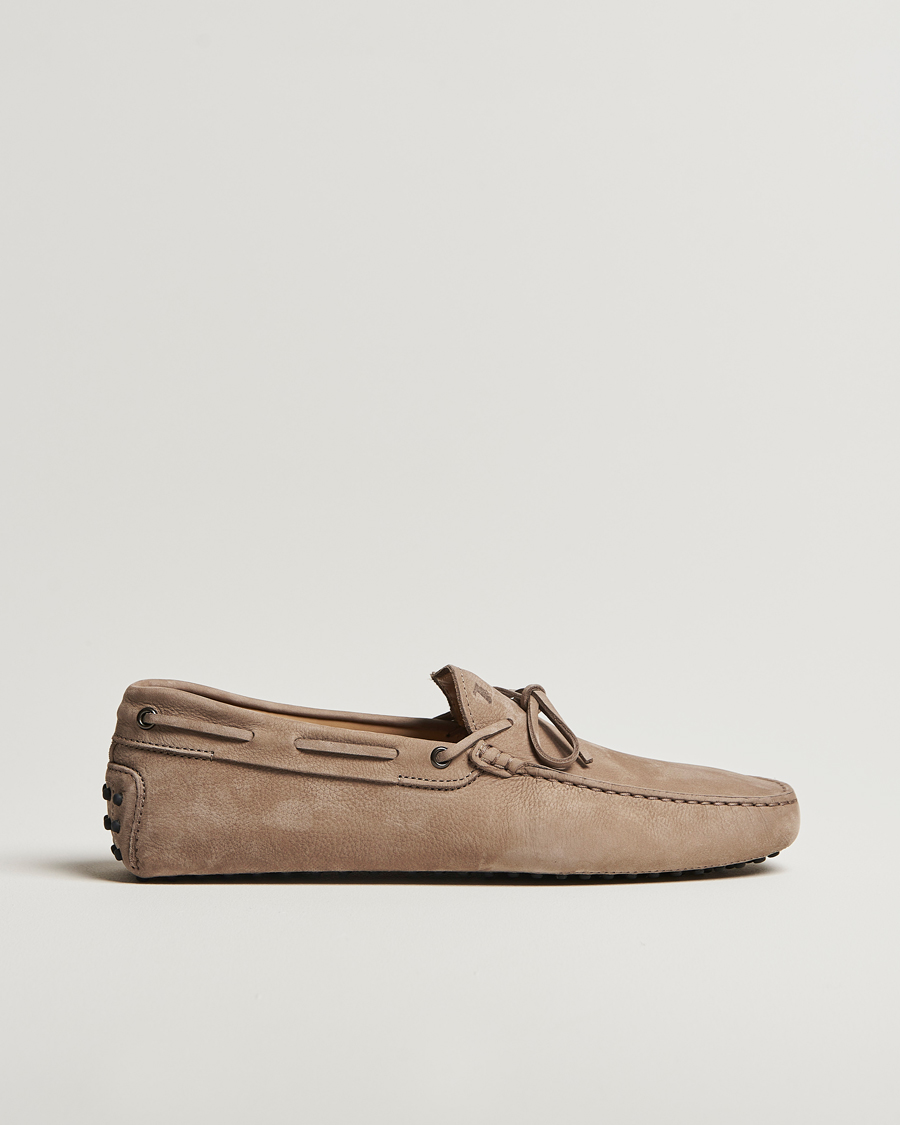 Homme | Tod's Lacetto Gommino Carshoe Taupe Nubuck | Tod's | Lacetto Gommino Carshoe Taupe Nubuck
