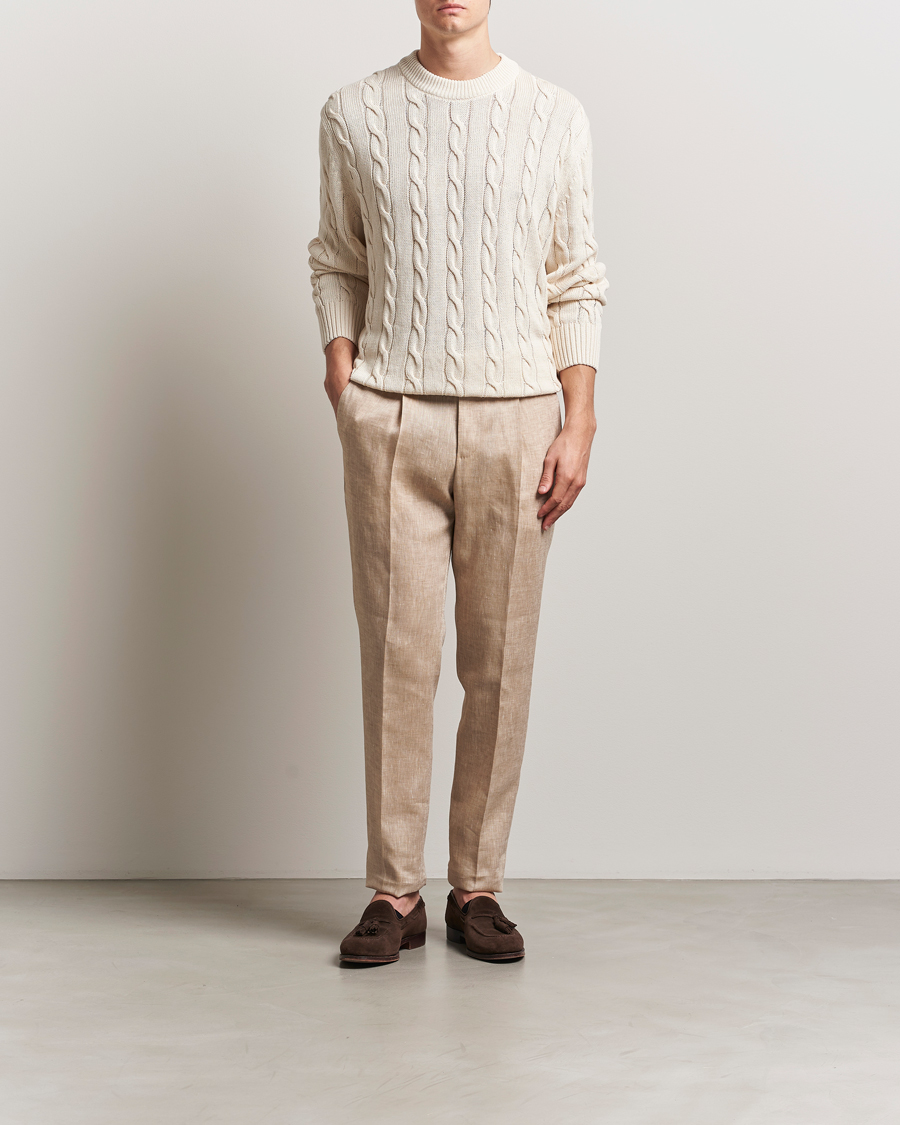 Homme | Pantalons | PT01 | Gentleman Fit Linen Trousers Light Beige