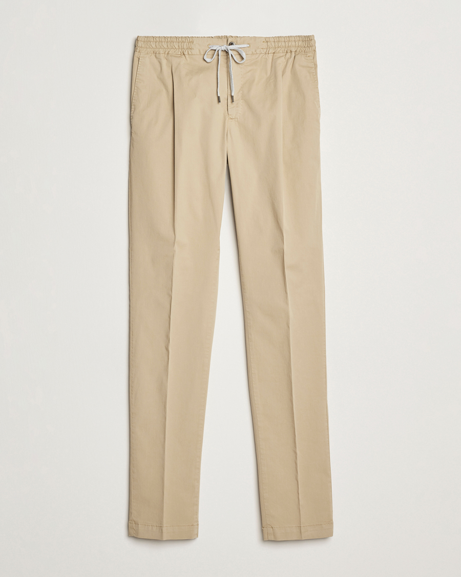 Homme | Pantalons | PT01 | Soft Cotton/Stretch Drawstring Pants Beige
