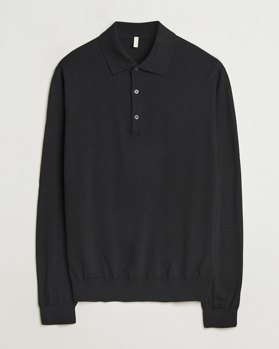 Homme | Pulls Et Tricots | Sunflower | Merino Long Sleeve Polo Black