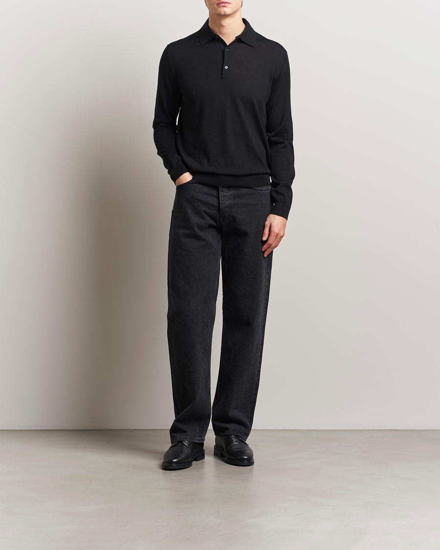 Homme | Pulls Et Tricots | Sunflower | Merino Long Sleeve Polo Black