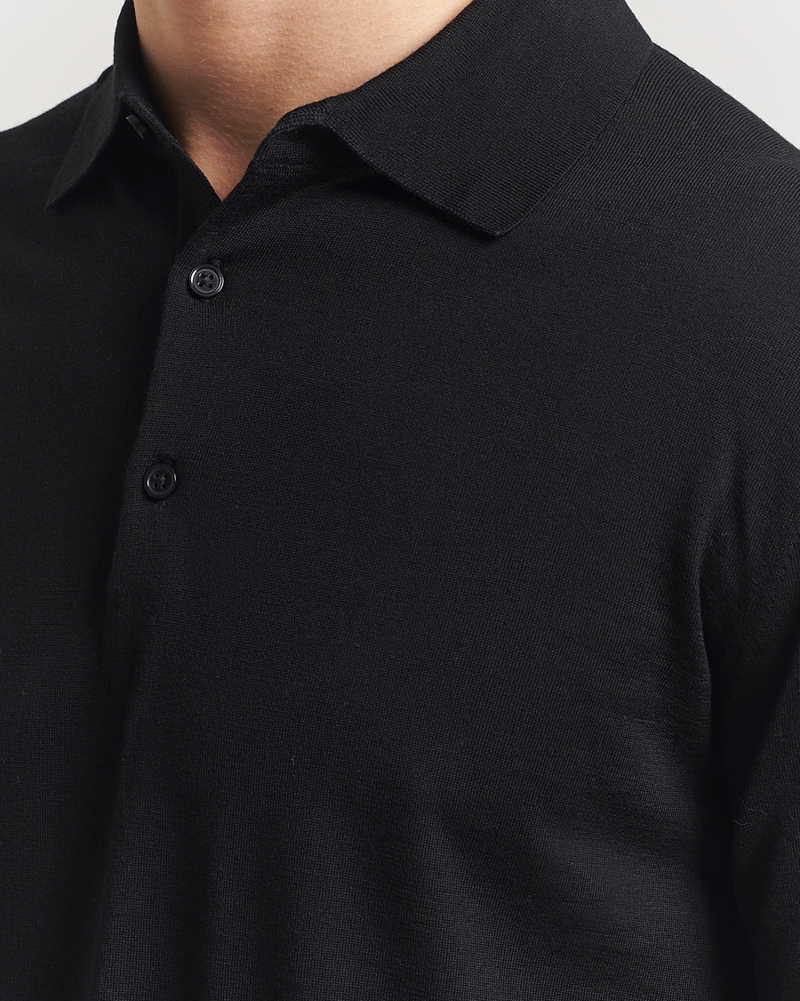 Homme | Pulls Et Tricots | Sunflower | Merino Long Sleeve Polo Black