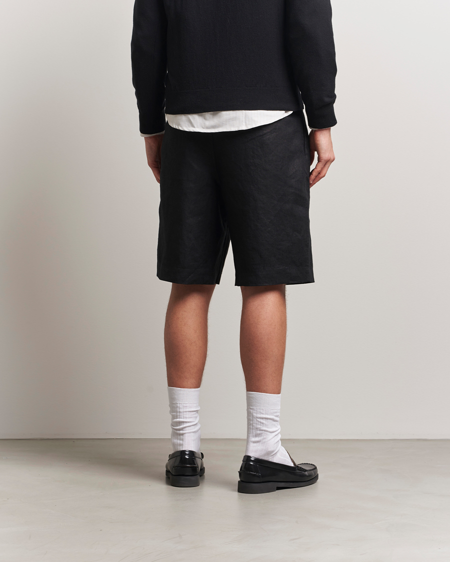 Homme | Shorts | Sunflower | Pleated Linen Shorts Black