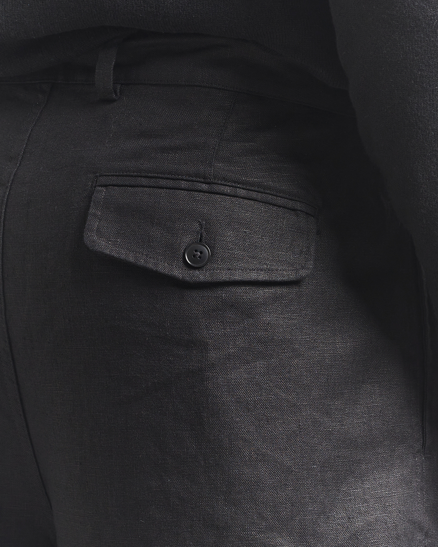 Homme | Shorts | Sunflower | Pleated Linen Shorts Black
