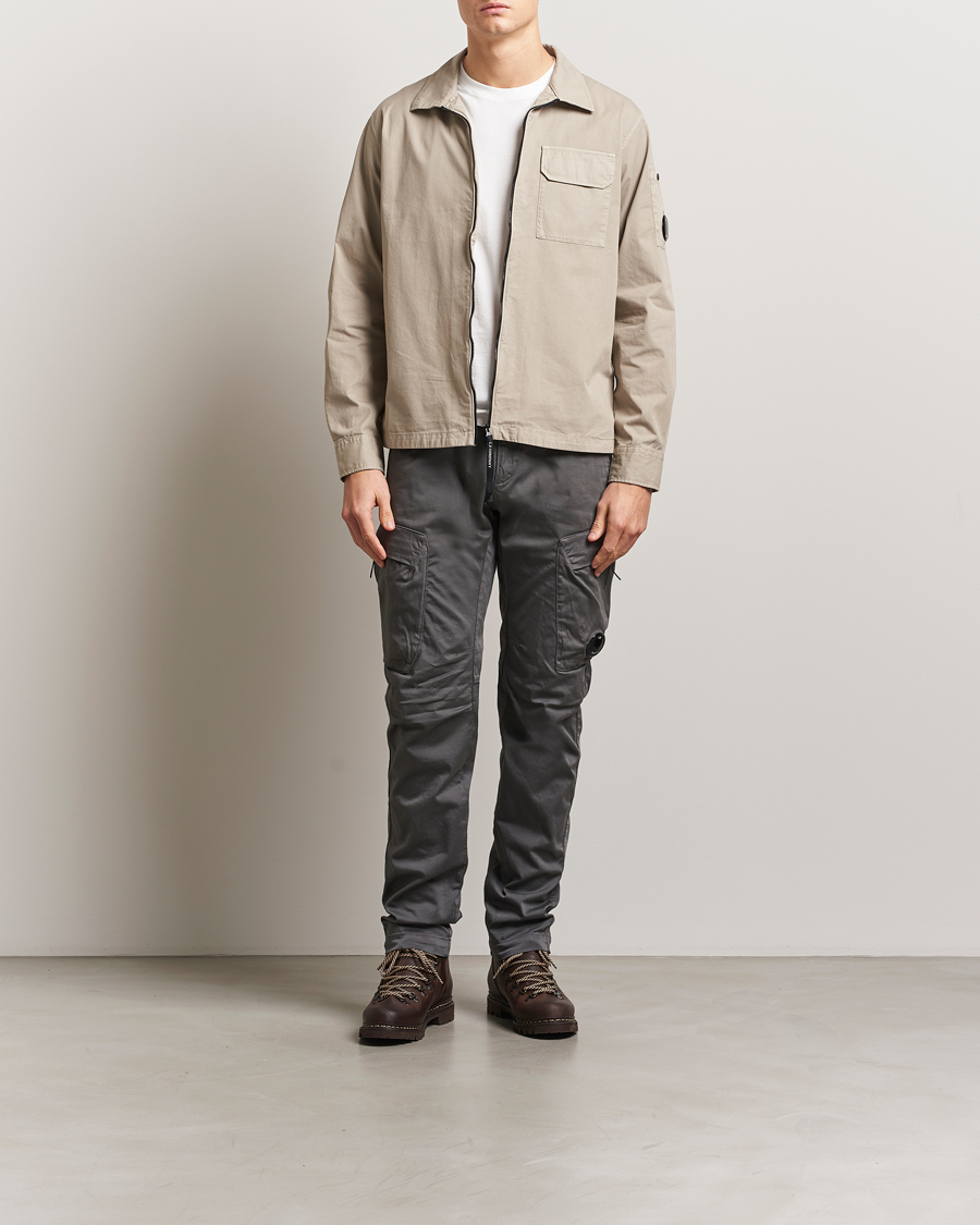 Homme | Chemises | C.P. Company | Garment Dyed Gabardine Zip Shirt Jacket Beige