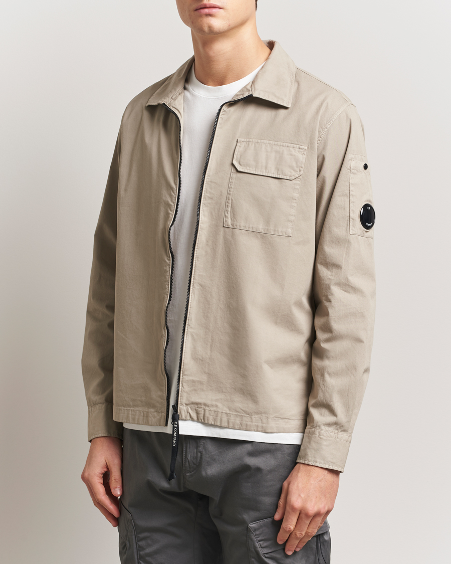 Homme | Chemises | C.P. Company | Garment Dyed Gabardine Zip Shirt Jacket Beige