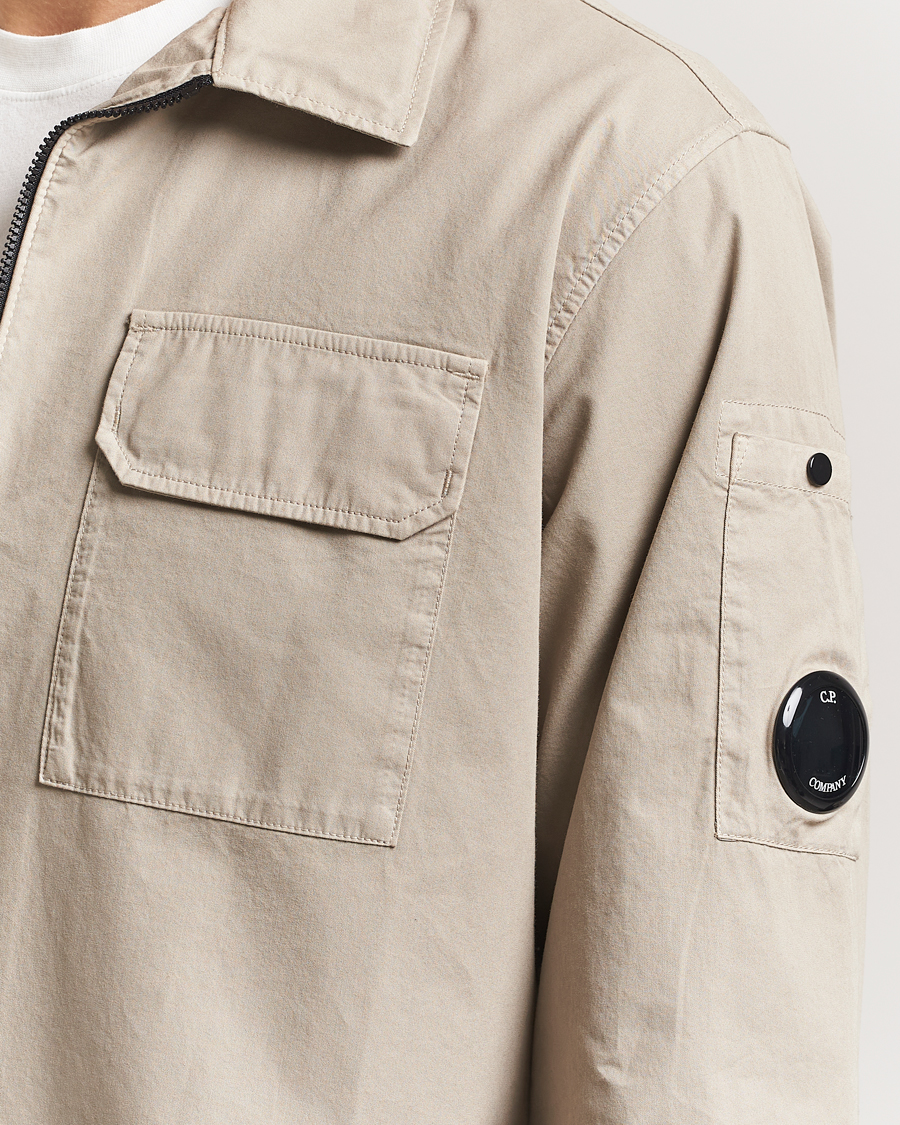 Homme | Chemises | C.P. Company | Garment Dyed Gabardine Zip Shirt Jacket Beige