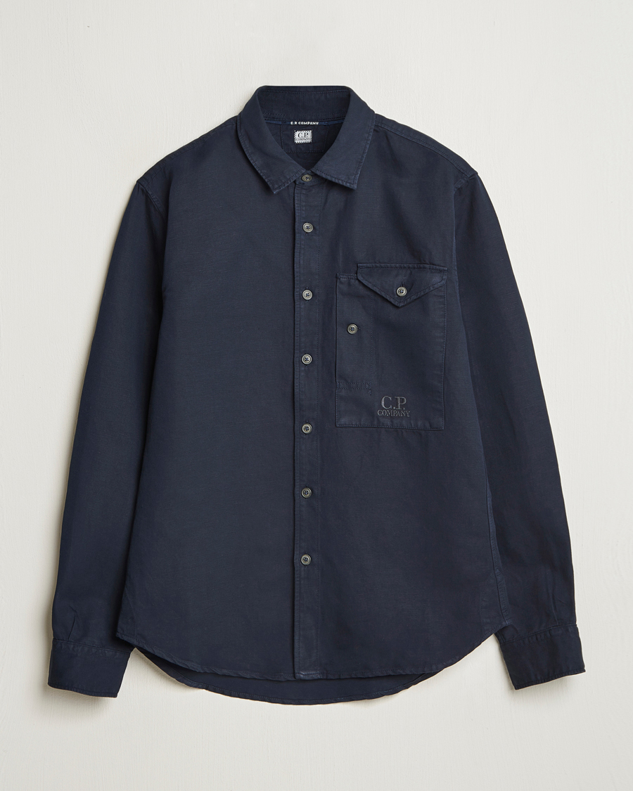 Homme | Chemises | C.P. Company | Cotton/Linen Pocket Overshirt Navy