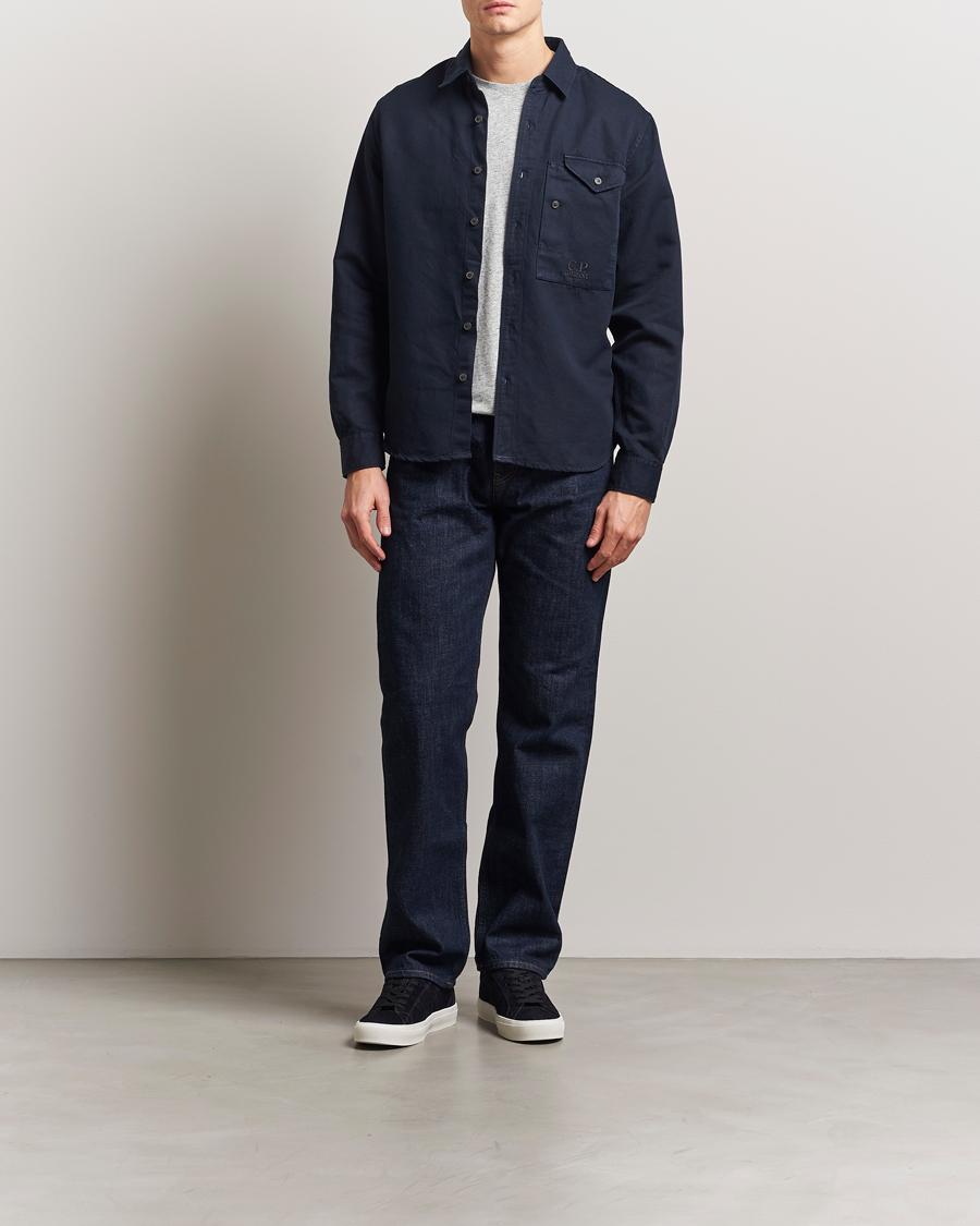 Homme | Chemises | C.P. Company | Cotton/Linen Pocket Overshirt Navy