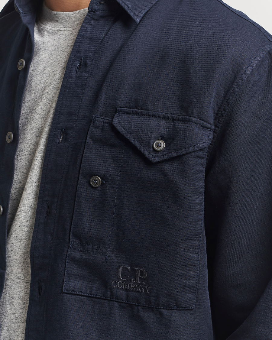 Homme | Chemises | C.P. Company | Cotton/Linen Pocket Overshirt Navy
