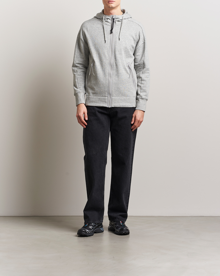 Homme | Pulls Et Tricots | C.P. Company | Diagonal Raised Fleece Full Zip Goggle Hoodie Grey