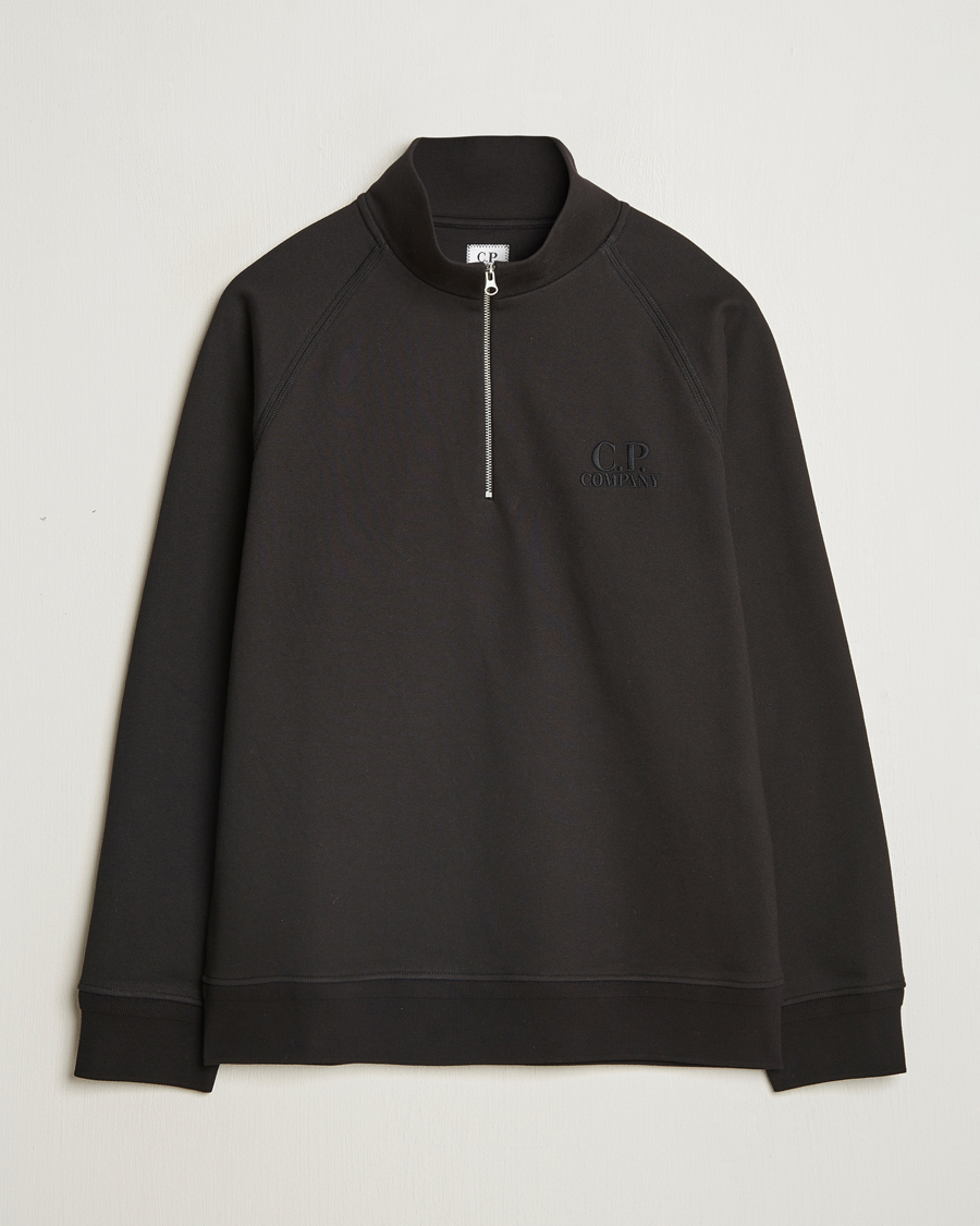 Homme | Pulls Et Tricots | C.P. Company | Diagonal Raised Fleece Half Zip Black