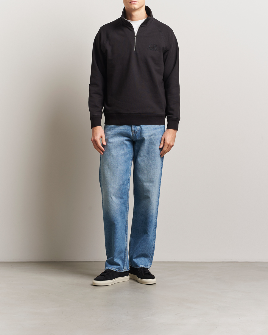 Homme | Pulls Et Tricots | C.P. Company | Diagonal Raised Fleece Half Zip Black