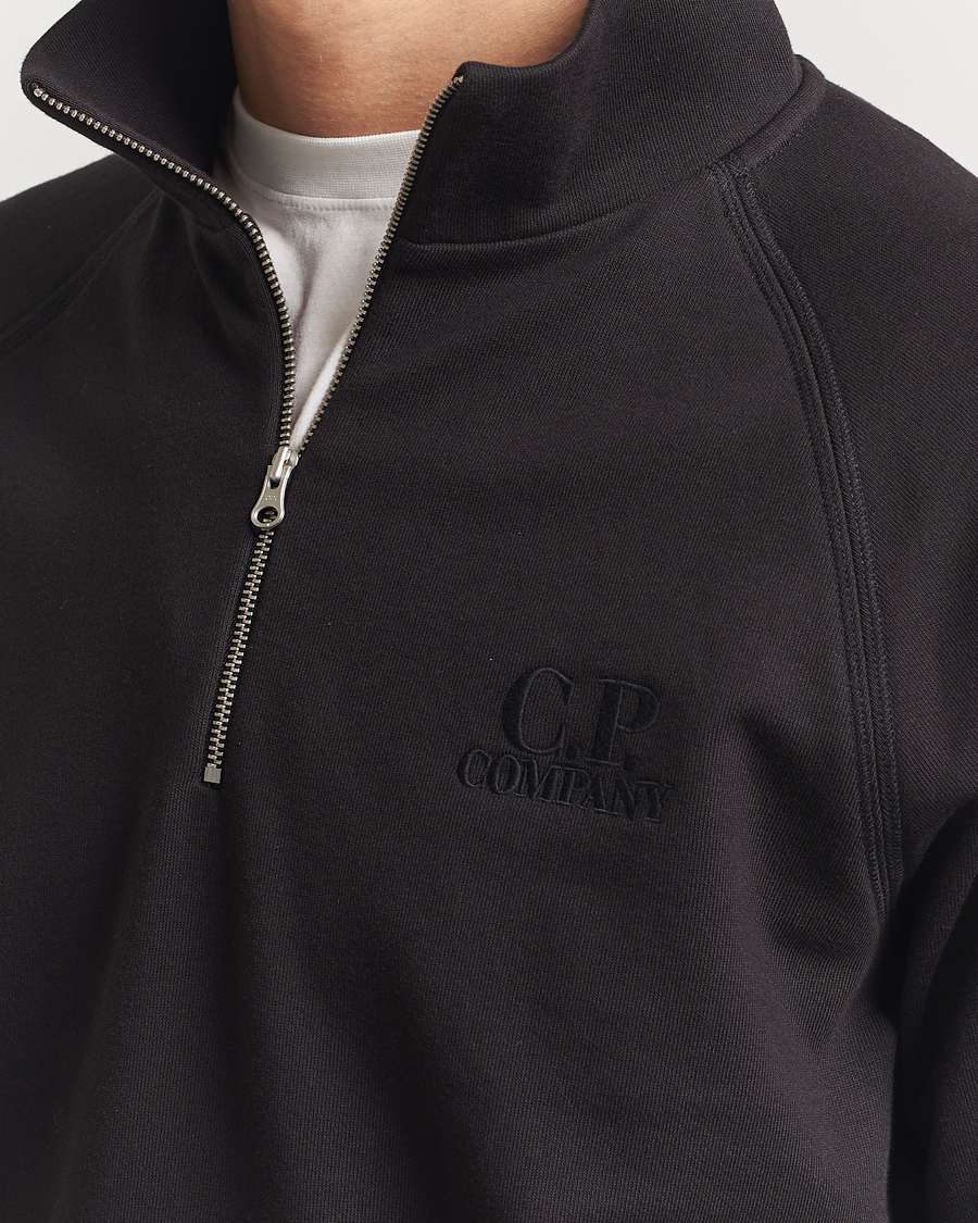 Homme | Pulls Et Tricots | C.P. Company | Diagonal Raised Fleece Half Zip Black