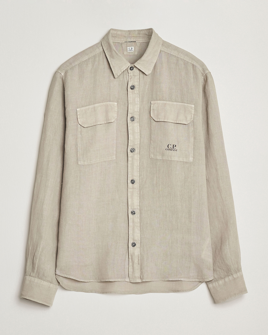 Homme | Chemises | C.P. Company | Long Sleeve Linen Shirt Taupe