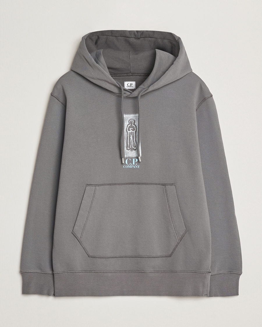 Homme | Pulls Et Tricots | C.P. Company | Cotton Fleece Back Logo Hood Grey