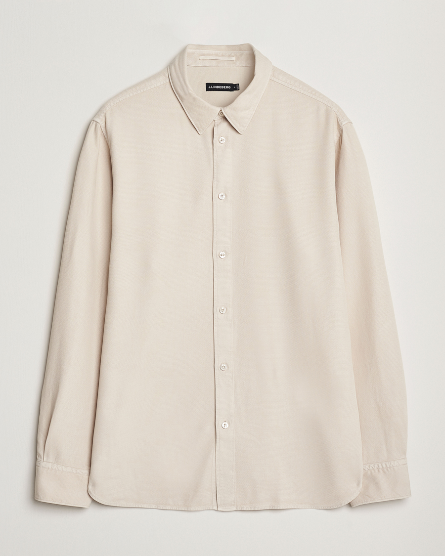 Homme | Chemises | J.Lindeberg | Garment Dyed Structure Tencel Shirt Moonbeam