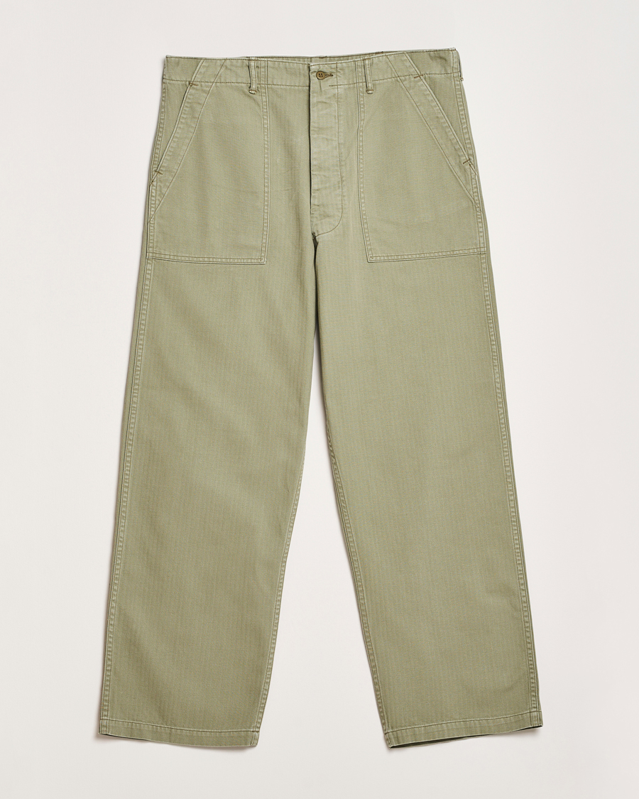 Homme | Pantalons | orSlow | Herringbone Summer Fatigue Pants Green