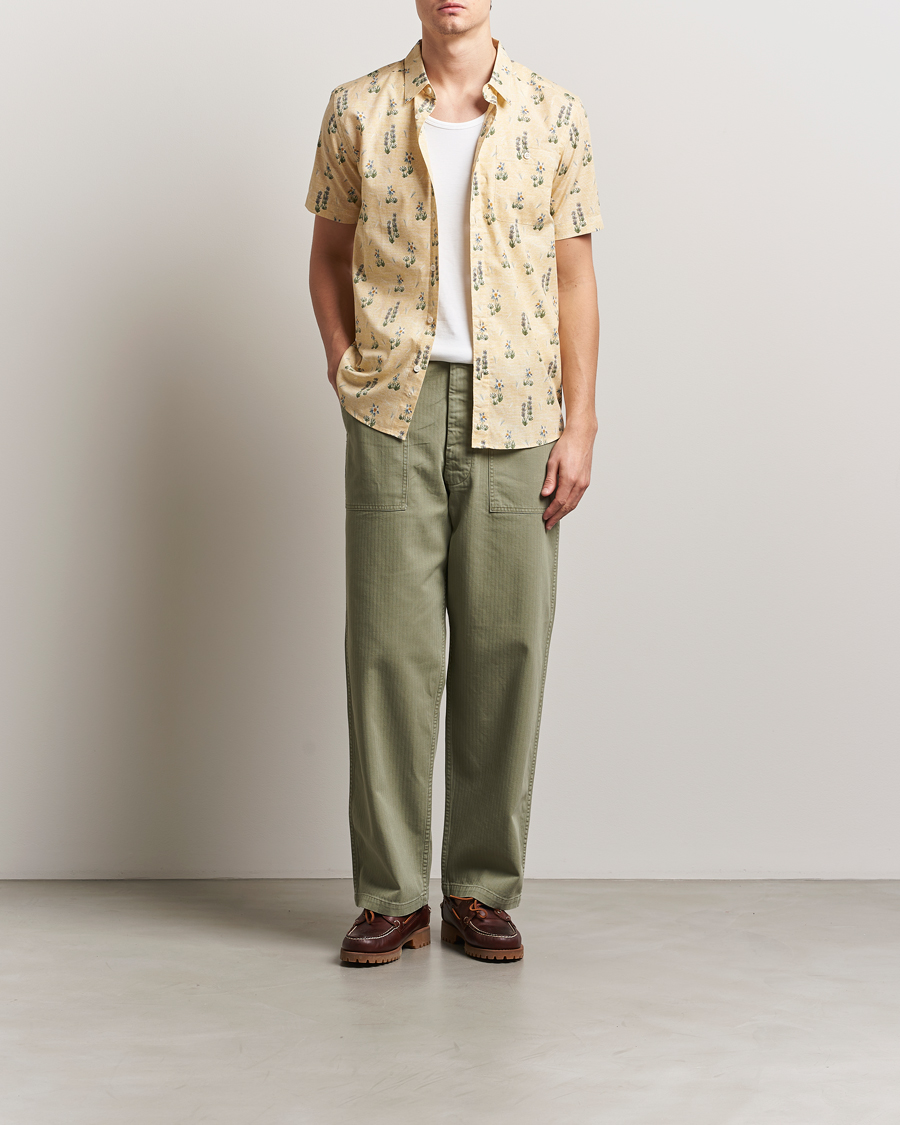 Homme | Pantalons | orSlow | Herringbone Summer Fatigue Pants Green