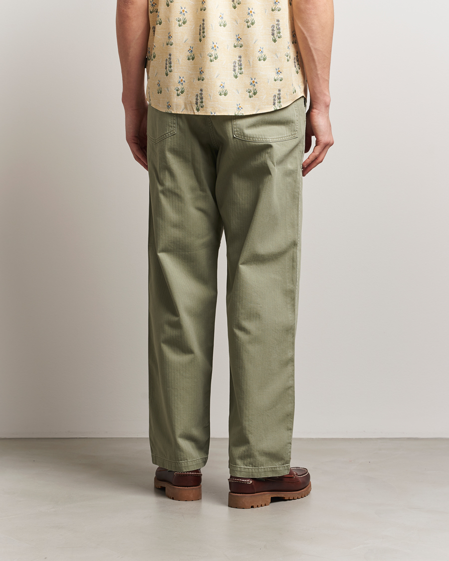 Homme | Pantalons | orSlow | Herringbone Summer Fatigue Pants Green