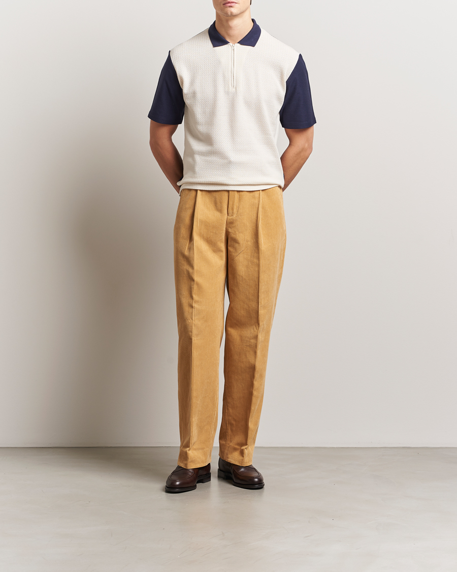Homme | Polos | Palmes | Textured Zip Polo White/Navy