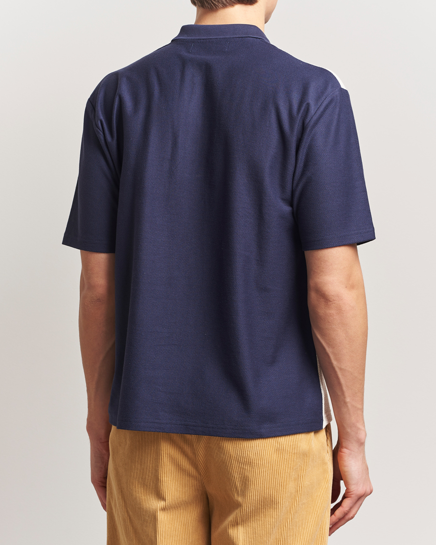 Homme | Polos | Palmes | Textured Zip Polo White/Navy