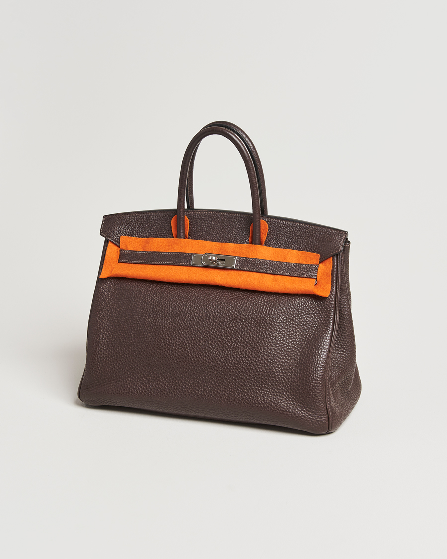 Homme | Hermès Pre-Owned Birkin 35 Taurillon Clemence Handbag Ebene | Hermès Pre-Owned | Birkin 35 Taurillon Clemence Handbag Ebene