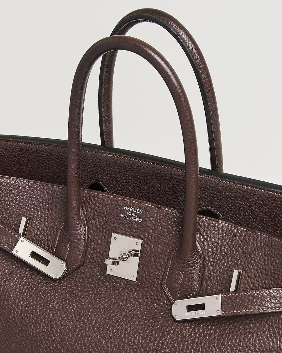 Homme | Hermès Pre-Owned Birkin 35 Taurillon Clemence Handbag Ebene | Hermès Pre-Owned | Birkin 35 Taurillon Clemence Handbag Ebene