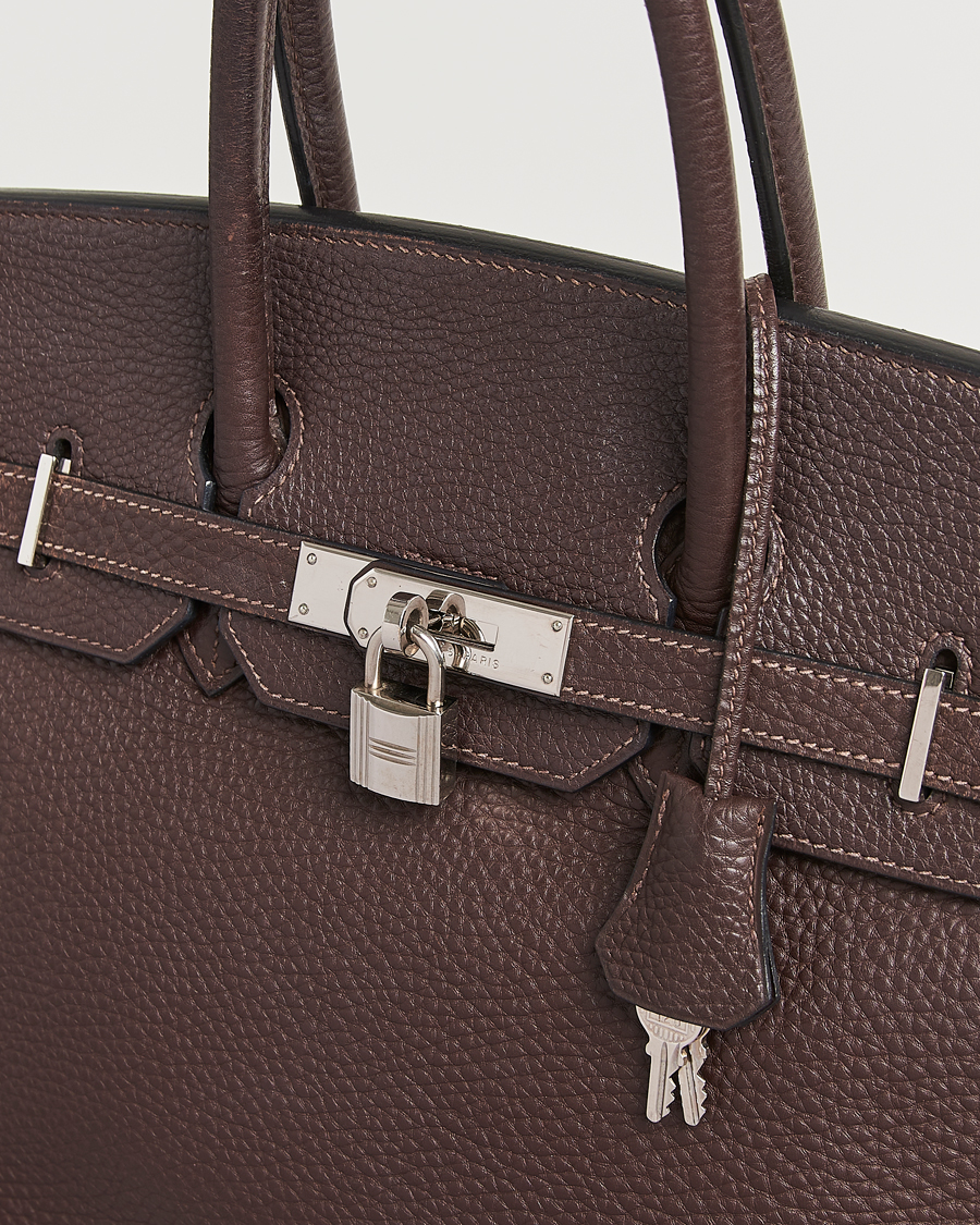 Homme | Hermès Pre-Owned Birkin 35 Taurillon Clemence Handbag Ebene | Hermès Pre-Owned | Birkin 35 Taurillon Clemence Handbag Ebene