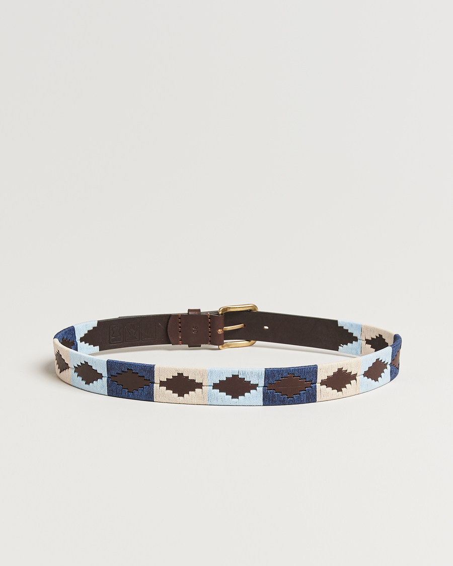 Homme | Ceintures | Pampeano | Sereno Hand Stitched Classic Leather Belt 3,5cm Blue