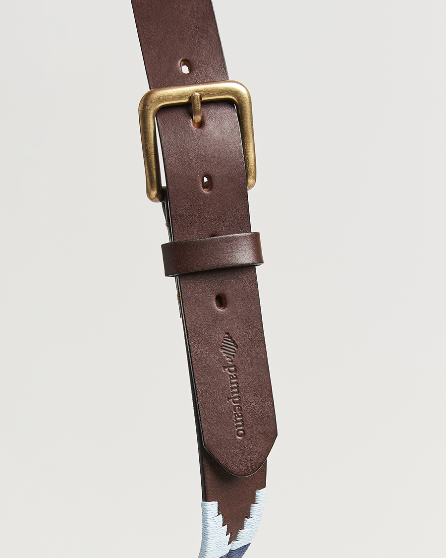 Homme | Ceintures | Pampeano | Sereno Hand Stitched Classic Leather Belt 3,5cm Blue