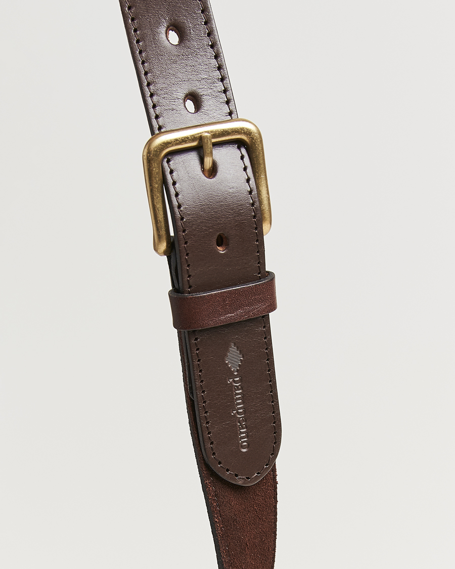 Homme | Pampeano Confianza Hand Stitched Suede Belt 3,5cm Brown | Pampeano | Confianza Hand Stitched Suede Belt 3,5cm Brown