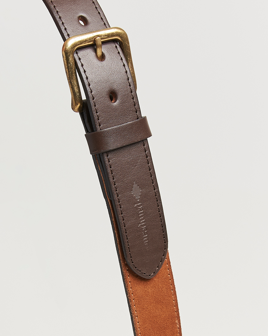 Homme | Pampeano Confianza Hand Stitched Suede Belt 3,5cm Tan | Pampeano | Confianza Hand Stitched Suede Belt 3,5cm Tan