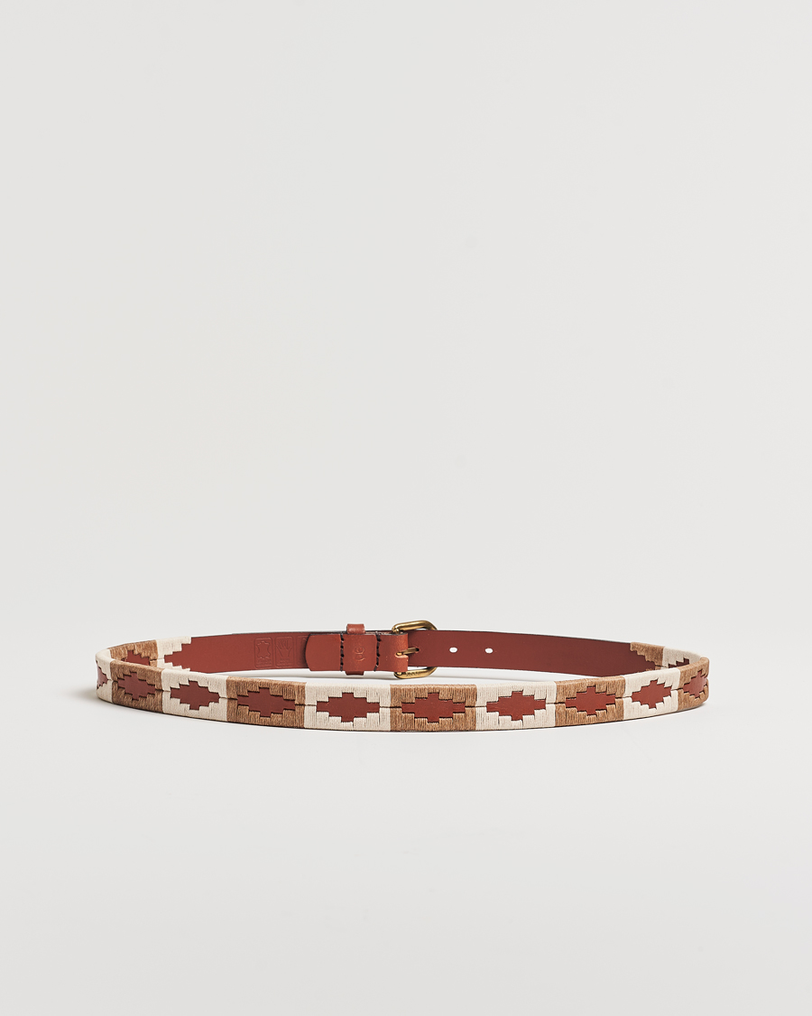 Homme | Ceintures | Pampeano | Skinny Hand Stitched Leather Belt 2,5cm Brown