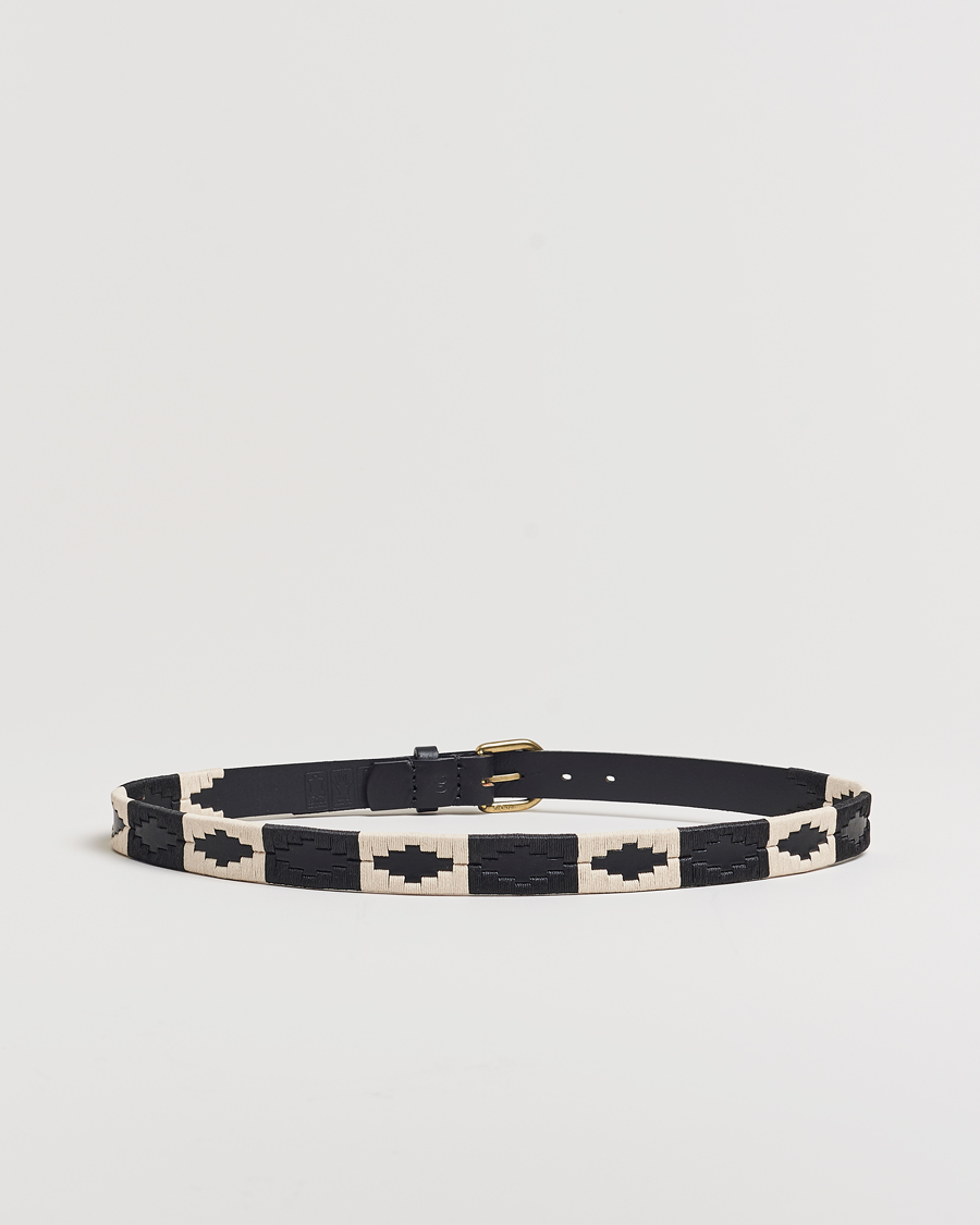Homme | Ceintures | Pampeano | Skinny Hand Stitched Leather Belt 2,5cm Black
