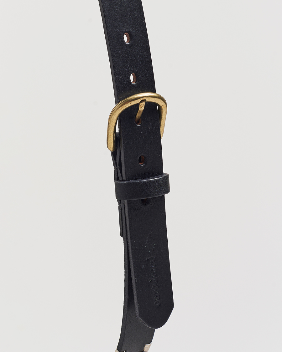Homme | Ceintures | Pampeano | Skinny Hand Stitched Leather Belt 2,5cm Black