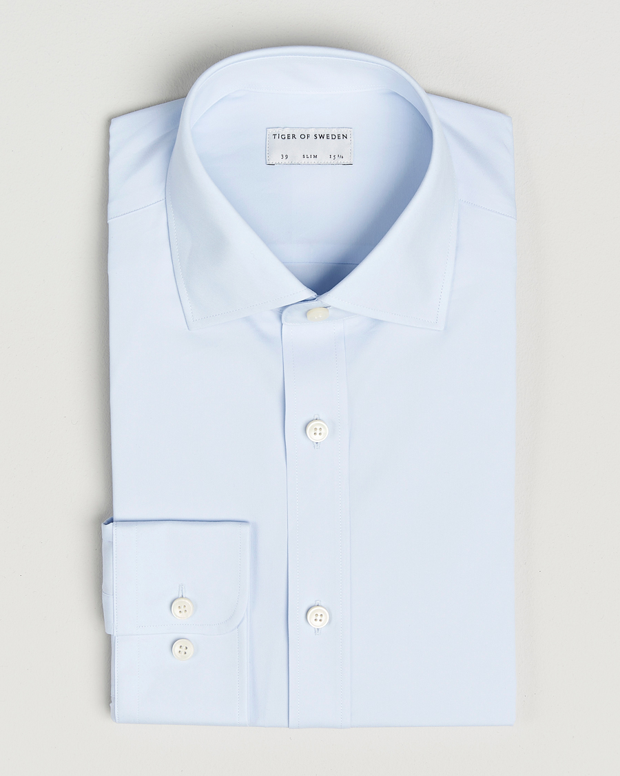 Homme | Chemises | Tiger of Sweden | Adley Slim Fit Cut Away Shirt Light Blue