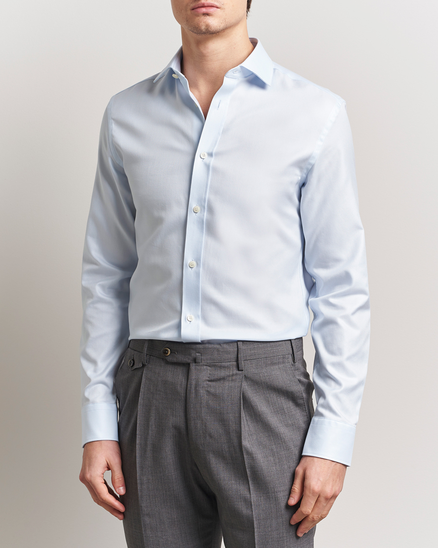 Homme | Chemises | Tiger of Sweden | Adley Structured Slim Fit Cut Away Shirt Light Blue