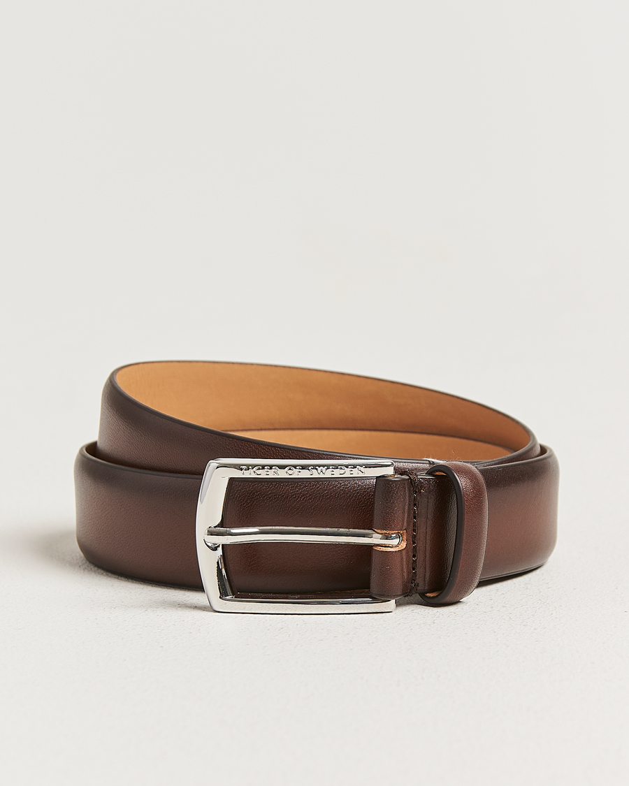 Homme | Ceintures | Tiger of Sweden | Asenby Leather 3 cm Belt Dark Brown