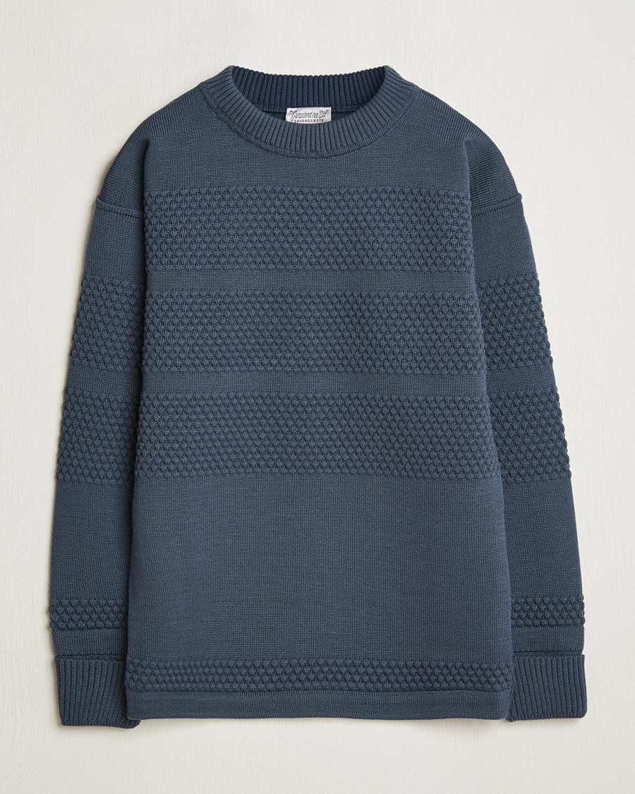 Homme | Pulls Et Tricots | S.N.S. Herning | Fisherman Wool Crew Neck Sweater Faded Mineral Blue